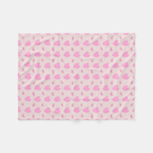 Polaire Couverture en molleton à motif de coeurs roses et