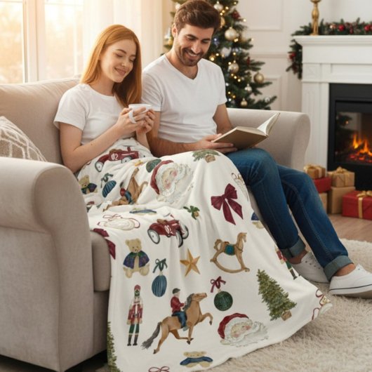 Polaire Couverture en molleton à motif de jouets de Noël v