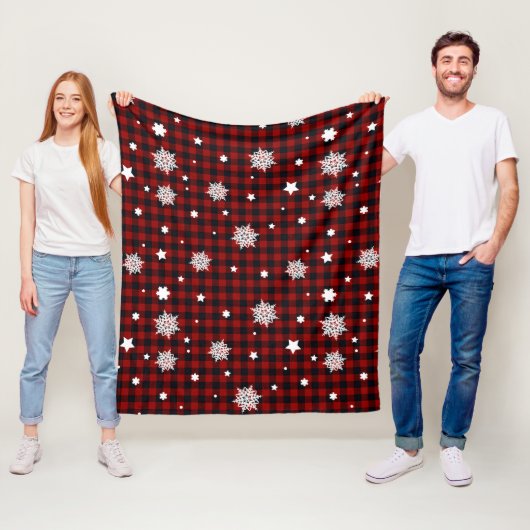 Polaire Couverture en molleton à motif de Noël rouge (En situation)
