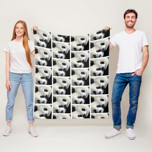 Polaire Couverture en molleton à motif de visages de panda (En situation)