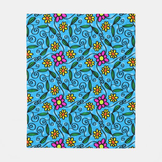 Polaire Couverture en molleton à motif floral abstrait (Devant)