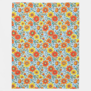 Polaire Couverture en molleton à motif floral rétro sans c
