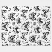 Polaire Couverture en molleton à motif papillon noir et bl (Devant (Horizontal))