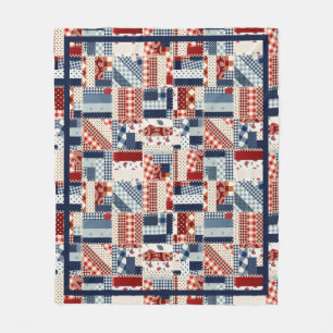 Polaire Couverture en molleton à motif patchwork rouge, bl