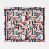 Polaire Couverture en molleton à motif patchwork rouge, bl (Devant (Horizontal))