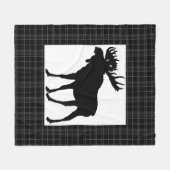 Polaire Couverture en molleton à motif plaid noir et orign (Devant (Horizontal))