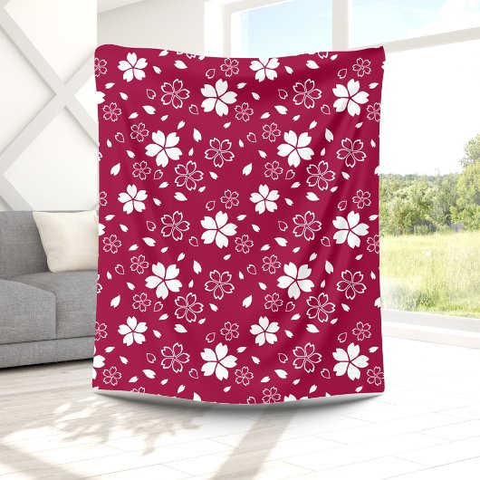 Polaire Couverture en molleton à motif Sakura rouge