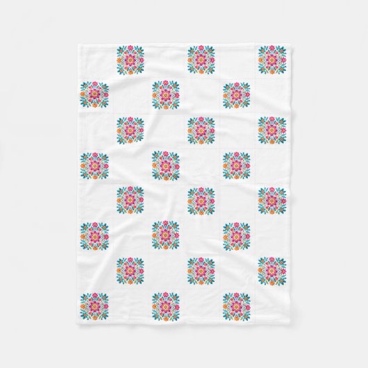 Polaire Couverture en molleton à patchwork floral mexicain (Devant)
