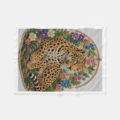 Polaire Couverture en molleton à style de broderie de léop (Devant (Horizontal))