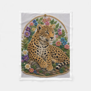 Polaire Couverture en molleton à style de broderie de léop