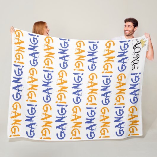 Polaire Couverture en molleton BLEU ET ORANGE, Grande 60" (En situation)