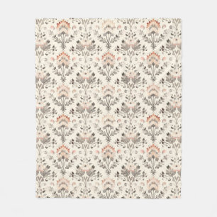 Polaire Couverture en molleton botanique gris rose neutre