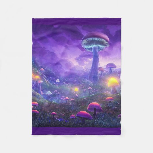 Polaire Couverture en molleton champignons néon violet (Devant)