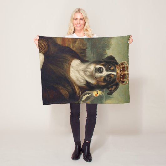 Polaire Couverture en molleton Chien Mona Lisa avec perroq (En situation)