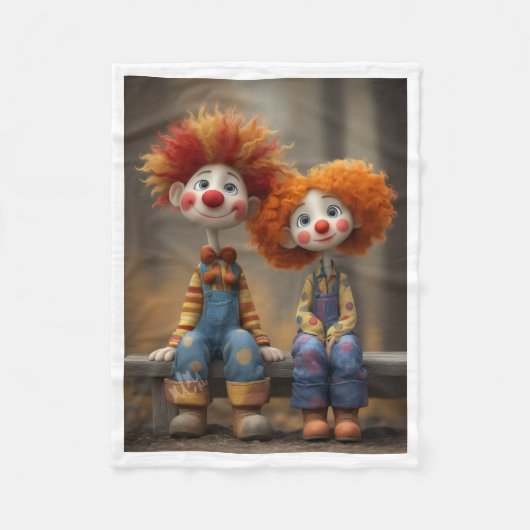 Polaire Couverture en molleton confortable Couple de Clown (Devant)