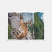 Polaire Couverture en molleton confortable Faon et Chat au (Devant (Horizontal))