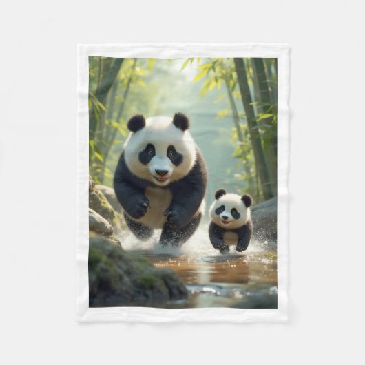 Polaire Couverture en molleton confortable Pandas courant (Devant)