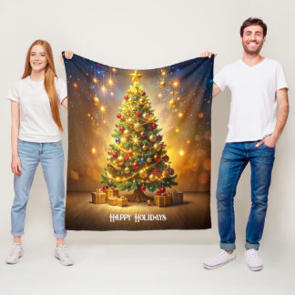Polaire Couverture en molleton d'arbre de Noël décoré