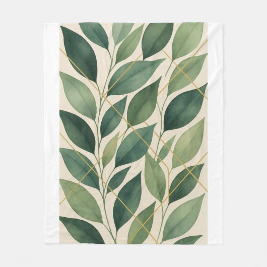Polaire Couverture en molleton de feuilles vertes botaniqu (Devant)