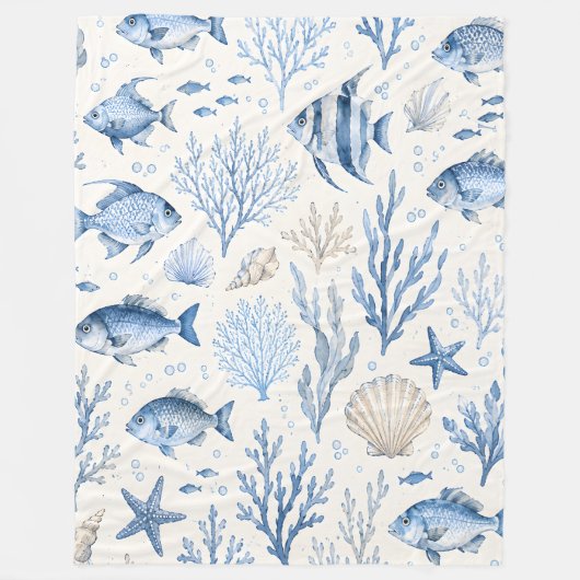 Polaire Couverture en molleton de poisson côtier bleu (Devant)