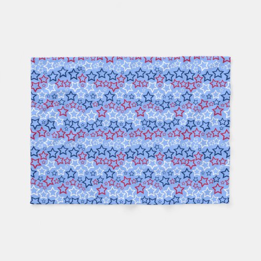 Polaire Couverture en molleton Étoiles Rouge, Blanc & Bleu (Devant (Horizontal))