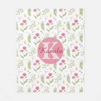 Polaire Couverture en molleton fleuri avec monogramme et n
