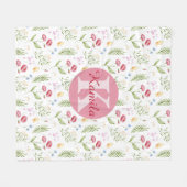 Polaire Couverture en molleton fleuri avec monogramme et n (Devant (Horizontal))