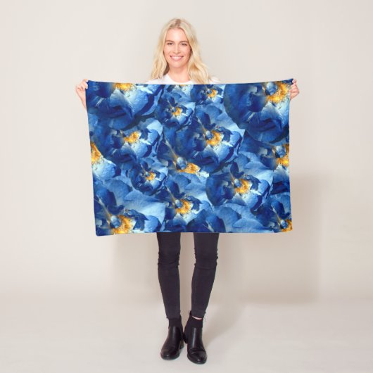 Polaire Couverture en molleton fleuri Blue Summer , Blue R (En situation)