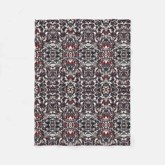 Polaire Couverture en molleton fleuri damassé argent rouge (Devant)
