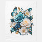 Polaire Couverture en molleton fleuri Papillon Rose Bleue (Devant)