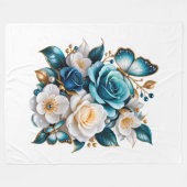 Polaire Couverture en molleton fleuri Papillon Rose Bleue (Devant (Horizontal))