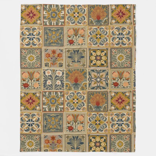 Polaire Couverture en molleton mosaïque florale décorative (Devant)