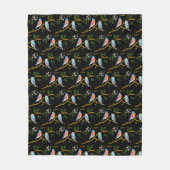 Polaire Couverture en molleton moyen noir avec oiseaux ble (Devant)