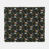 Polaire Couverture en molleton moyen noir avec oiseaux ble (Devant (Horizontal))