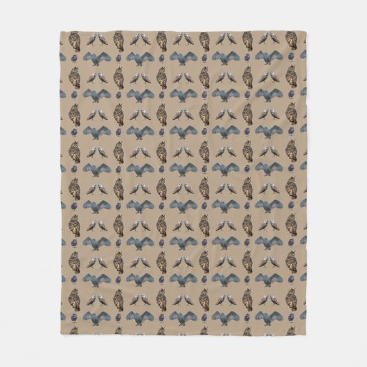Polaire Couverture en molleton Owl Frenzy (Beige) (Devant)