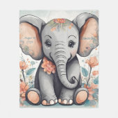 Polaire Couverture en molleton personnalisable éléphant bé (Devant)