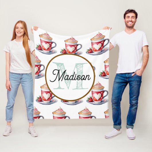 Polaire Couverture en molleton personnalisée avec monogram (En situation)