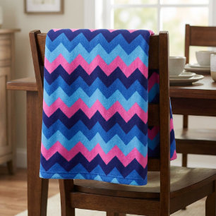 Polaire Couverture en molleton petit bleu rose chevrons