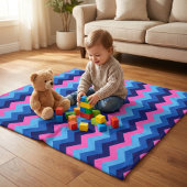 Polaire Couverture en molleton petit bleu rose chevrons