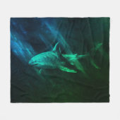Polaire Couverture en molleton requin bleu-vert 50 x 60 (Devant (Horizontal))