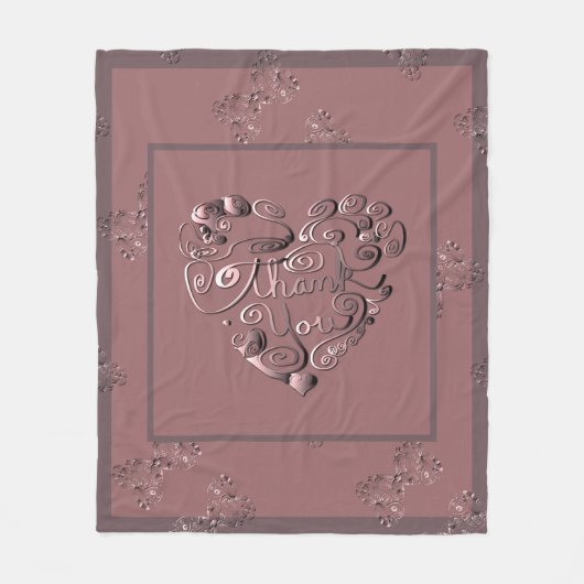 Polaire Couverture en molleton rose poudré "Merci" (Devant)