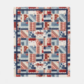 Polaire Couverture en molleton rouge, blanc et bleu (Devant)