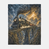 Polaire Couverture en molleton Train à vapeur sur un pont (Devant)