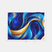 Polaire Couverture en molleton vague abstraite bleue et or (Devant (Horizontal))
