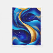 Polaire Couverture en molleton vague abstraite bleue et or (Devant)