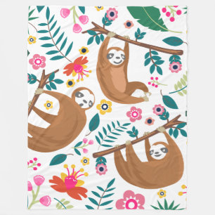 Polaire couverture en paresse fleurie