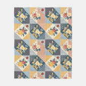 Polaire Couverture en patchwork gingham floral bleu jaune (Devant)