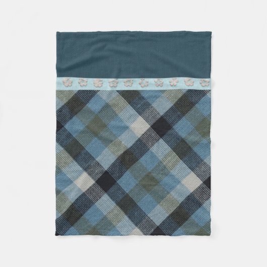Polaire Couverture en toison bleu Tartan (Devant)