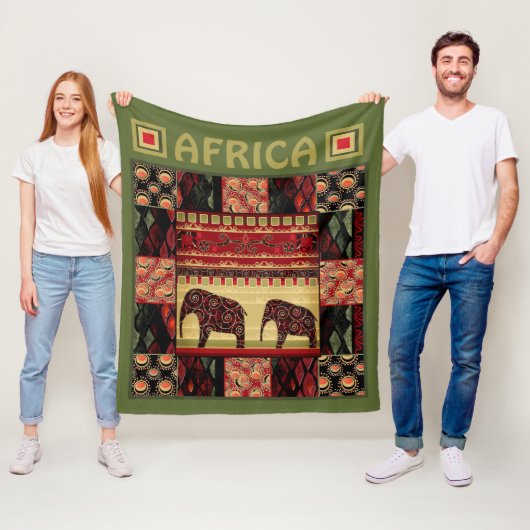 Polaire Couverture en toison de patchwork africain (En situation)
