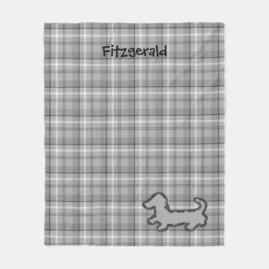 Polaire Couverture en toison gris plaid Dachshund (Devant)